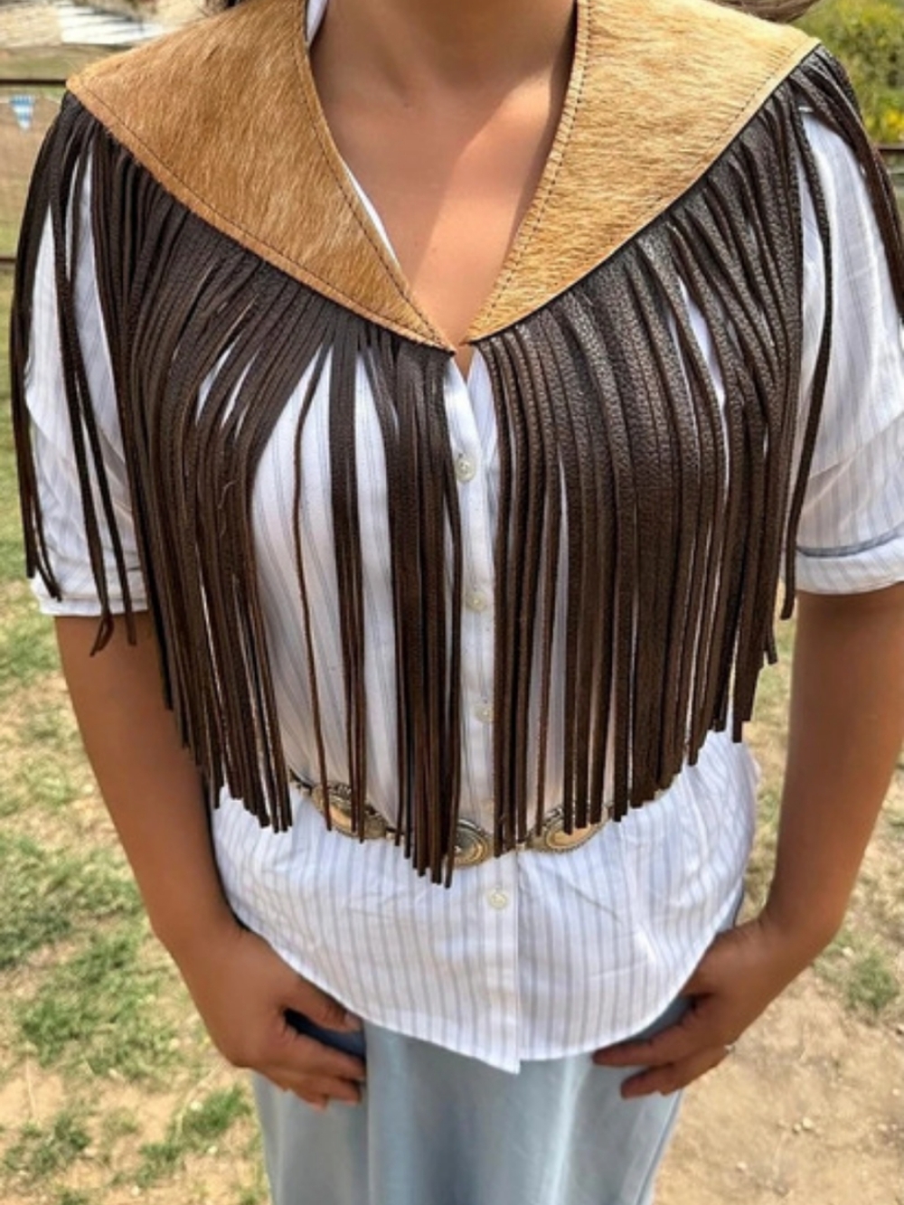 Longhorn Cowhide Leather Shawl